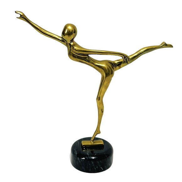 Vtg Enesco Hollywood Regency Brass Ballerina Sculpture Dancer Figurine Statue